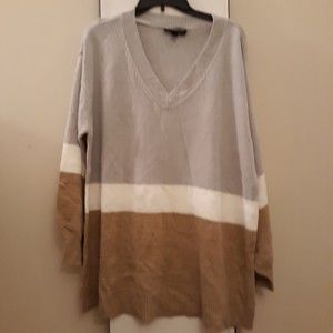 Lane Bryant Womens Plus (14/16) Sweater Knit Tri Color (Blue, White, Brown) Soft